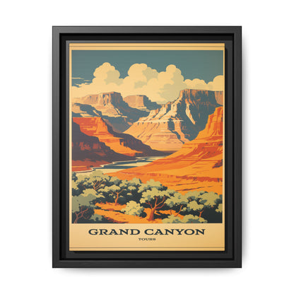 "Vintage Grand Canyon Tours Poster - Matte Canvas Wall Art with Black Frame" Matte Canvas, Black Frame