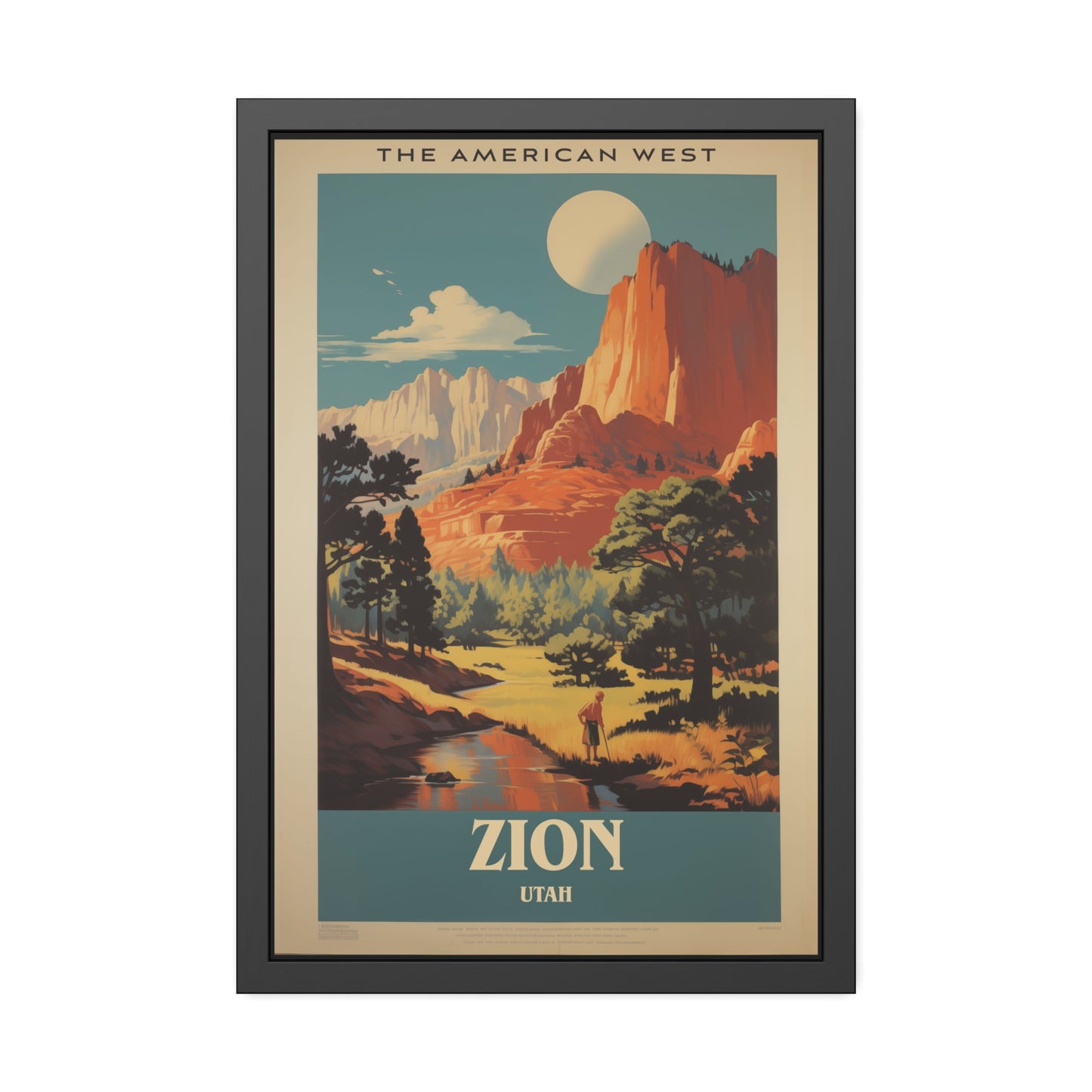 Zion National Park Vintage Travel Poster — Framed Paper Poster