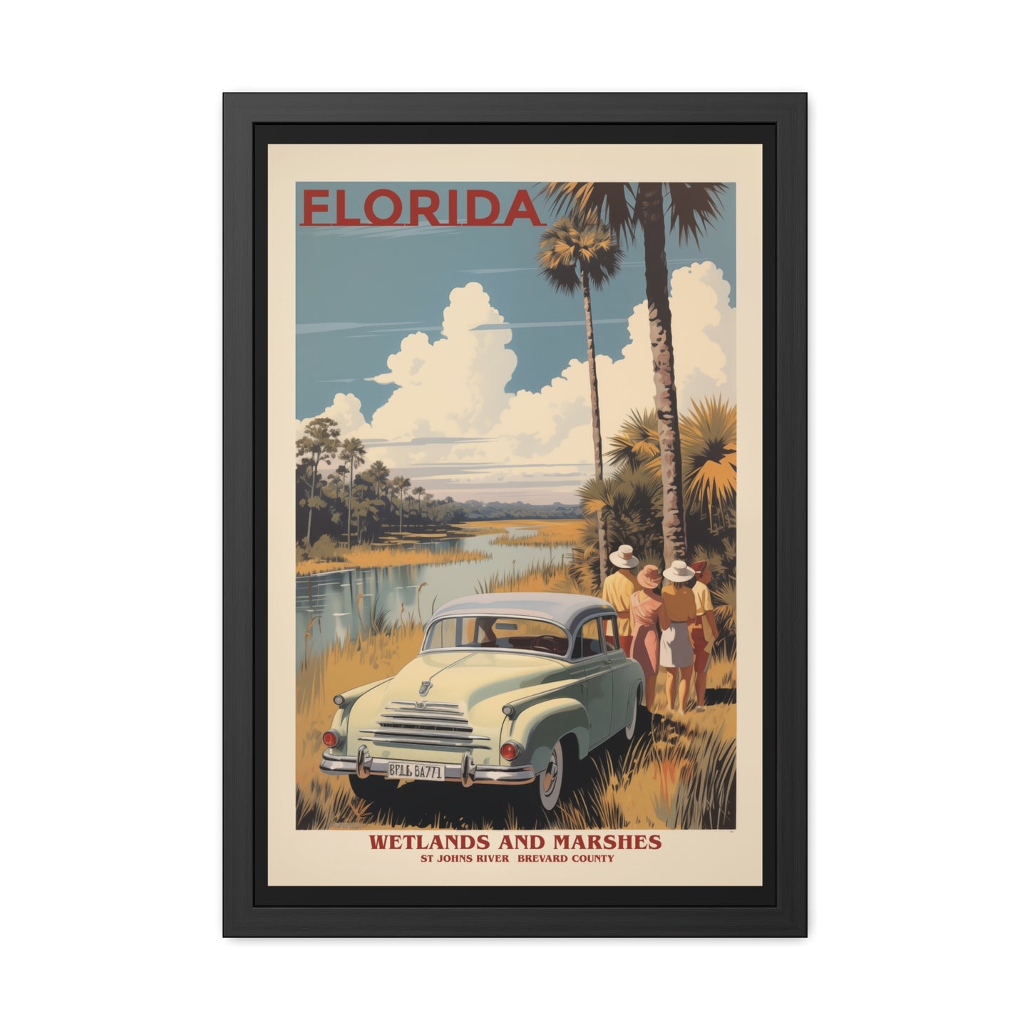 Vintage Florida Wetlands Wall Art - St. Johns River Scenic View