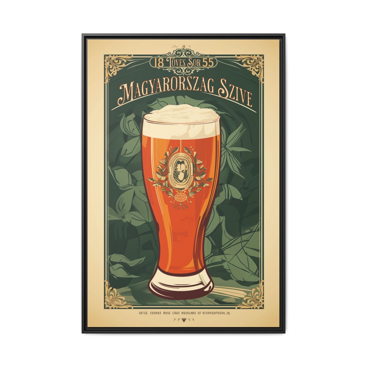 "Vintage Magyarország Sör Poster - Matte Canvas Wall Art with Black Frame" Matte Canvas, Black Frame