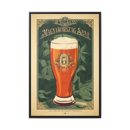 "Vintage Magyarország Sör Poster - Matte Canvas Wall Art with Black Frame" Matte Canvas, Black Frame