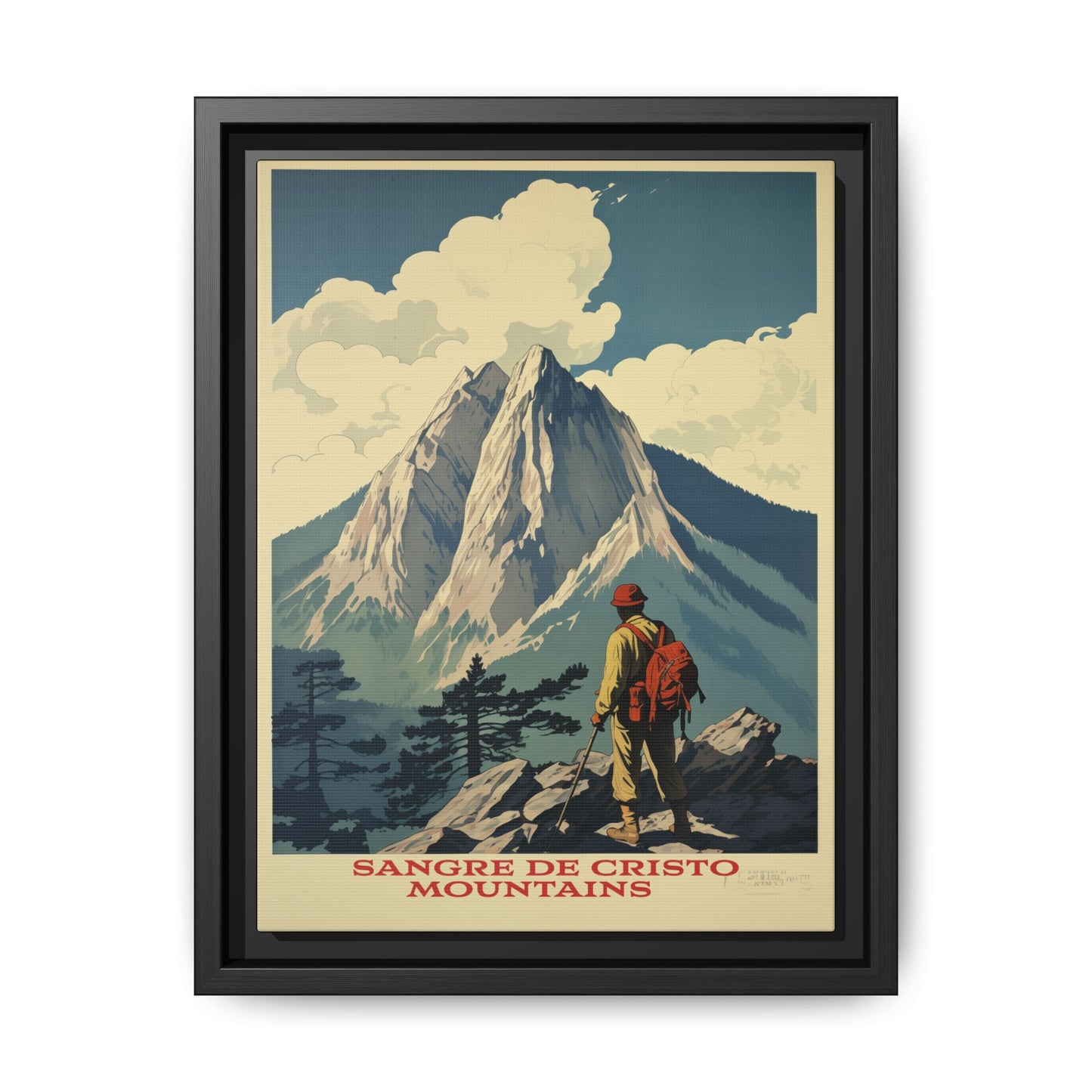 "Vintage Sangre de Cristo Mountains Poster - Matte Canvas Wall Art with Black Frame" Matte Canvas, Black Frame