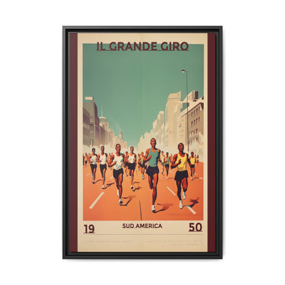 "Il Grande Giro – Vintage South American Marathon Canvas (1950)"Matte Canvas, Black Frame