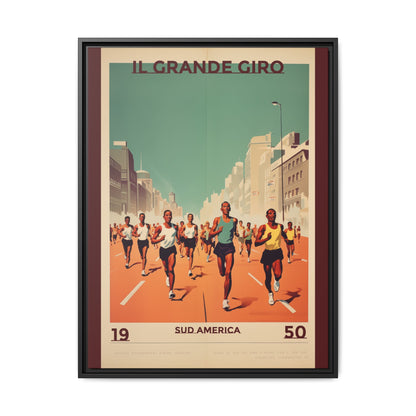 "Il Grande Giro – Vintage South American Marathon Canvas (1950)"Matte Canvas, Black Frame