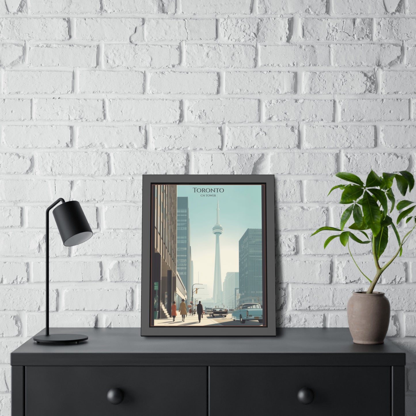 Toronto CN Tower Framed Poster — Vintage Cityscape Wall Art