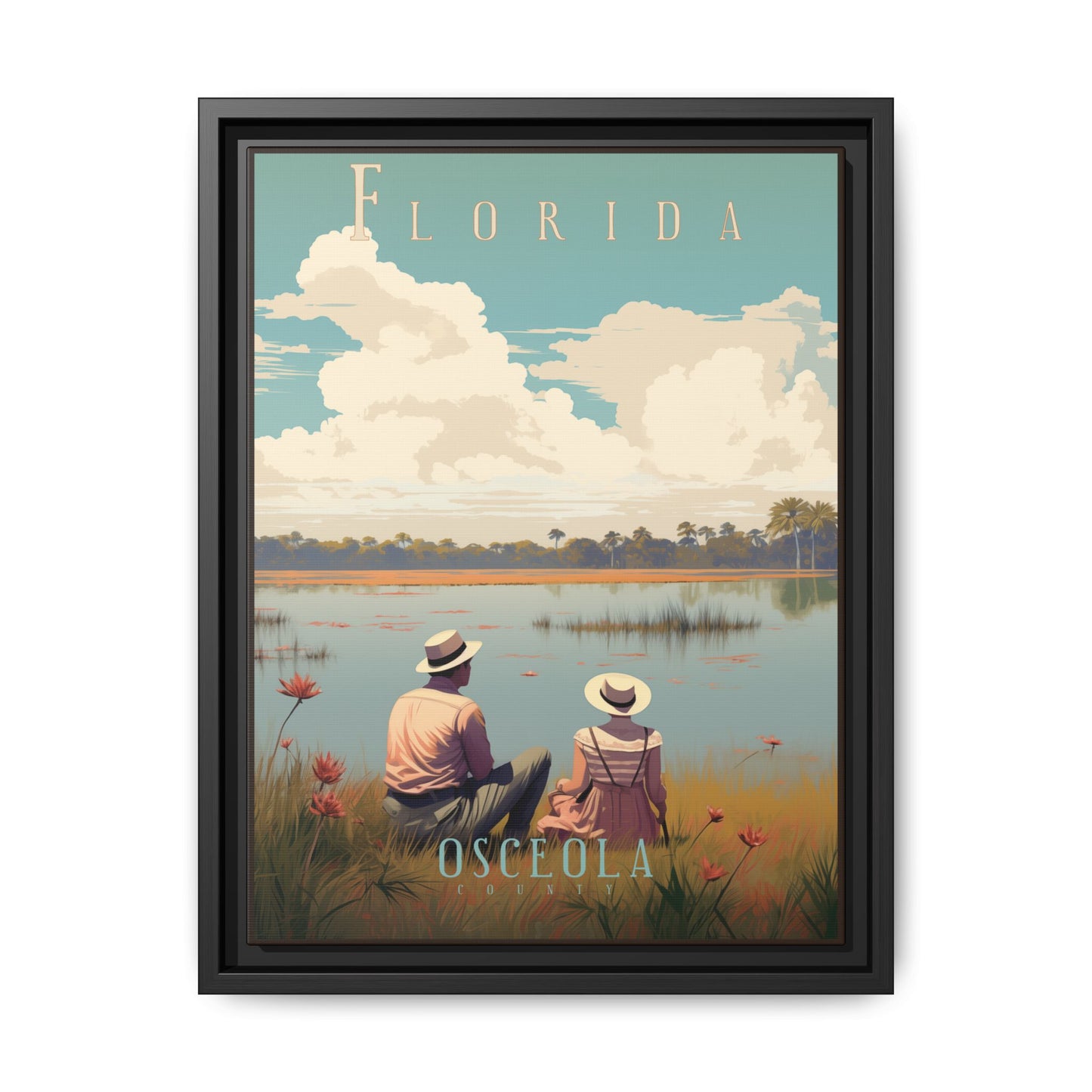 "Vintage Florida Poster - Osceola County Scenic Matte Canvas Wall Art with Black Frame" Matte Canvas, Black Frame