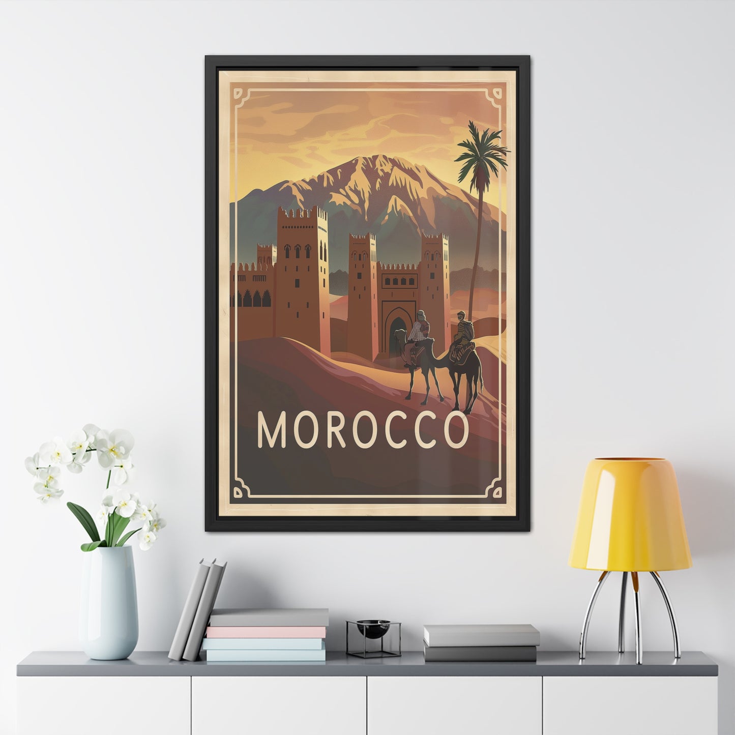 Framed Morocco Travel Poster — Vintage Desert Wall Art_M