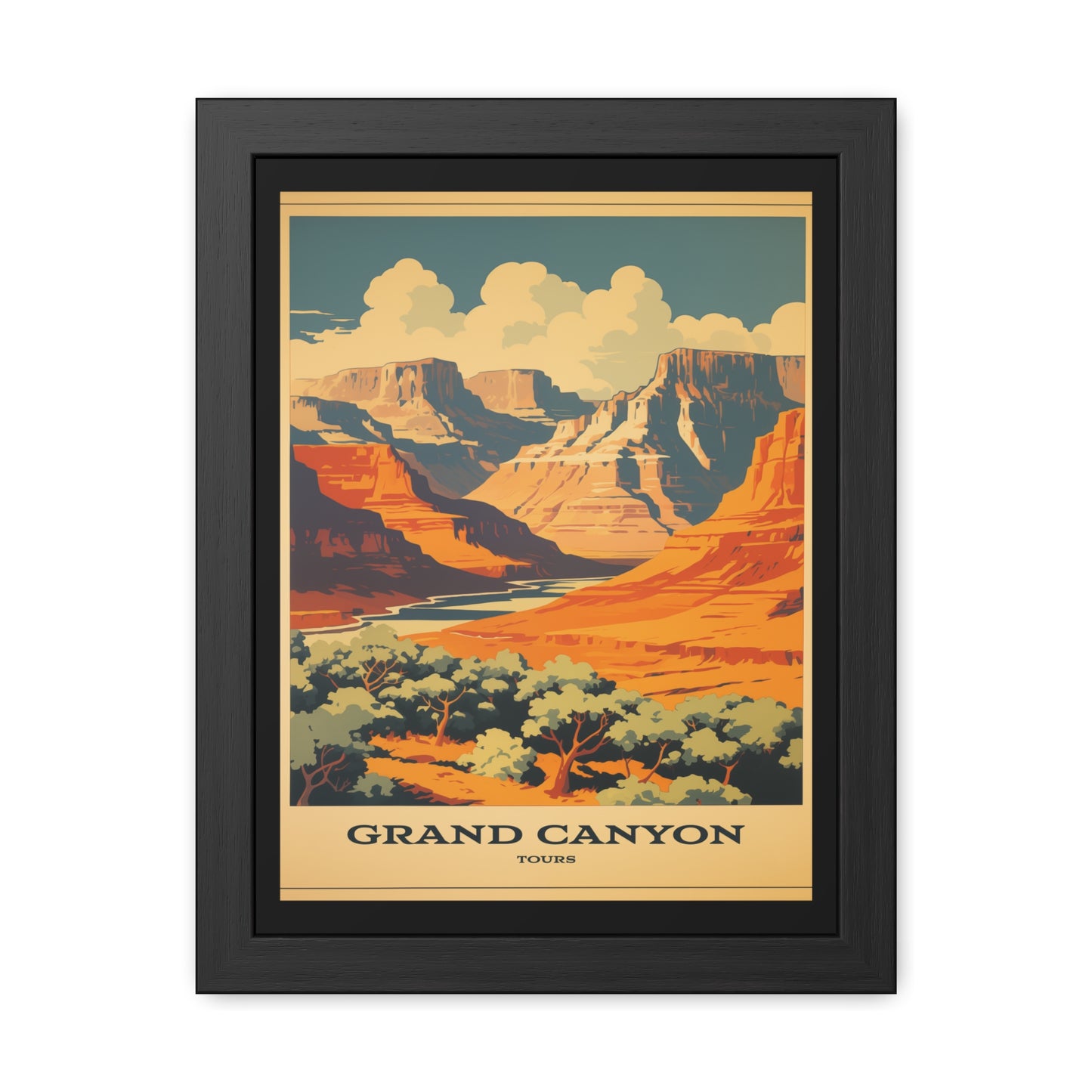 Vintage Grand Canyon Poster - Iconic Canyon Landscape Retro Travel Art Framed Posters
