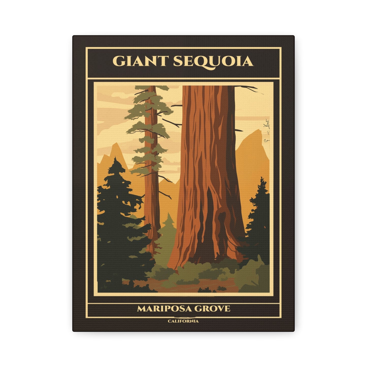 "Giant Sequoia Mariposa Grove Poster - California Matte Stretched Canvas Wall Art" Matte Canvas, Stretched, 1.25"