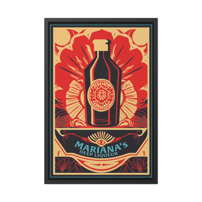 Mariana's Deep Liqueur Art Deco Poster - Exotic Elegance with Tropical Vibes Framed Posters