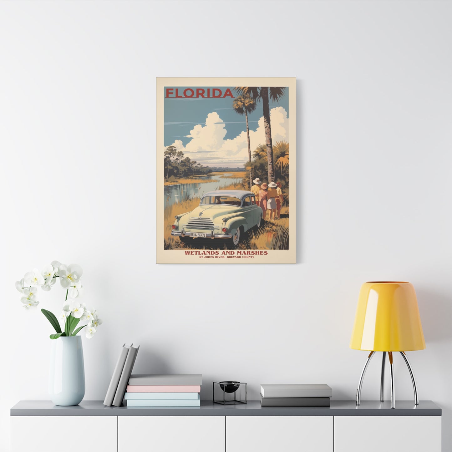 "Retro Florida Wetlands and Marshes Poster - St. Johns River Matte Stretched Canvas" Matte Canvas, Stretched, 1.25"