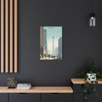 Toronto CN Tower Vintage Cityscape Matte Canvas Print