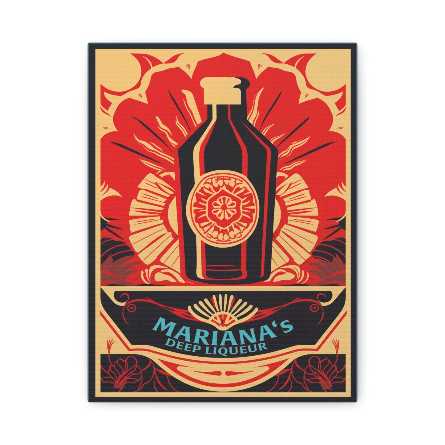 "Vintage Mariana's Deep Liqueur Bottle Poster - Frameless Stretched Matte Canvas Wall Art" Matte Canvas, Stretched, 1.25"