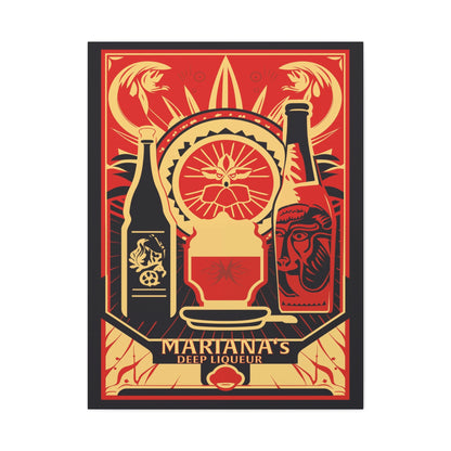 "Vintage Mariana's Deep Liqueur Poster - Frameless Stretched Matte Canvas Wall Art" Matte Canvas, Stretched, 1.25"