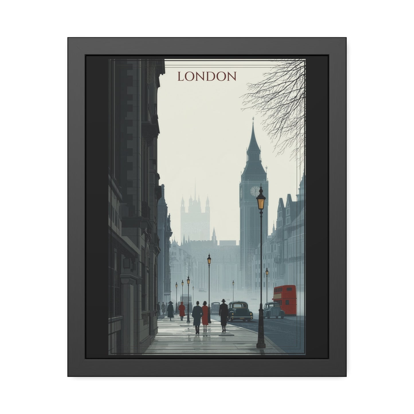 London Vintage Street Framed Poster