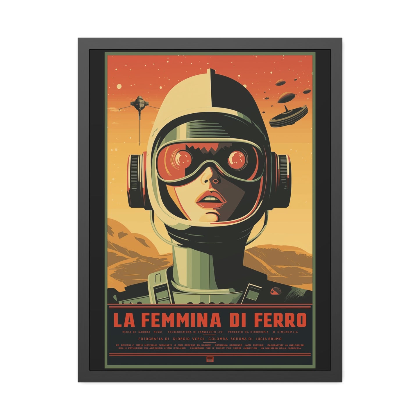 Retro Sci‑Fi Poster — "La Femmina di Ferro" Framed Art Print