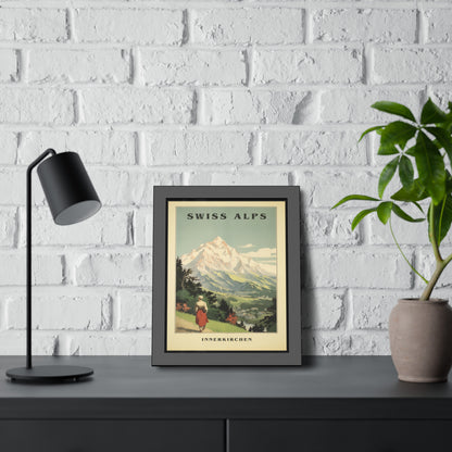 Swiss Alps Vintage Travel Poster Framed Print