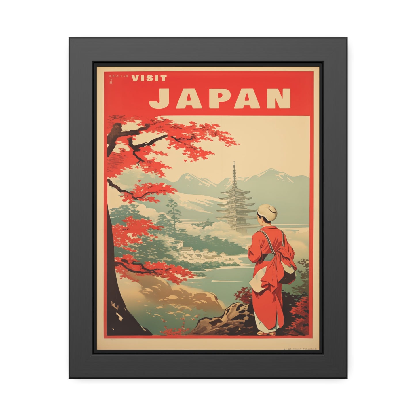 Visit Japan Vintage Travel Poster — Framed Paper Poster