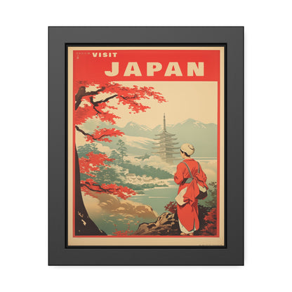 Visit Japan Vintage Travel Poster — Framed Paper Poster