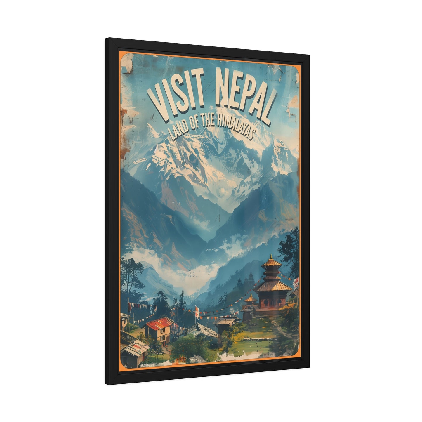 Visit Nepal Vintage Travel Poster — Framed Paper Poster