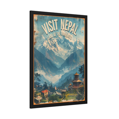 Visit Nepal Vintage Travel Poster — Framed Paper Poster