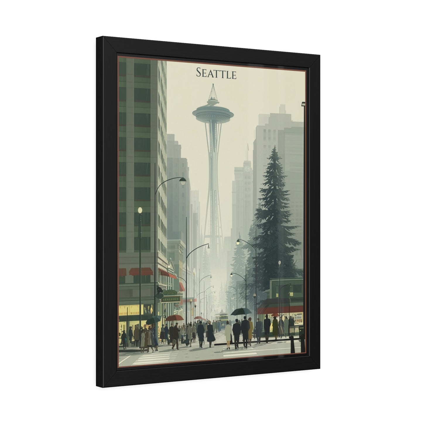 Seattle Vintage Travel Poster — Framed Paper Poster