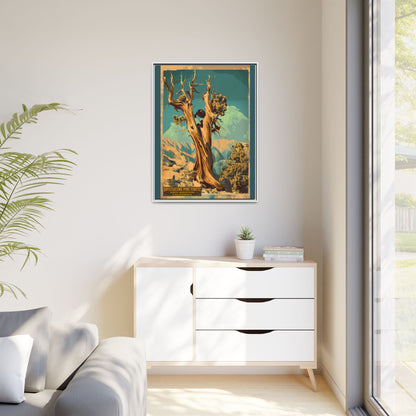 Bristlecone Pine Forest Vintage Travel Poster — Framed Matte Canvas Wall Art