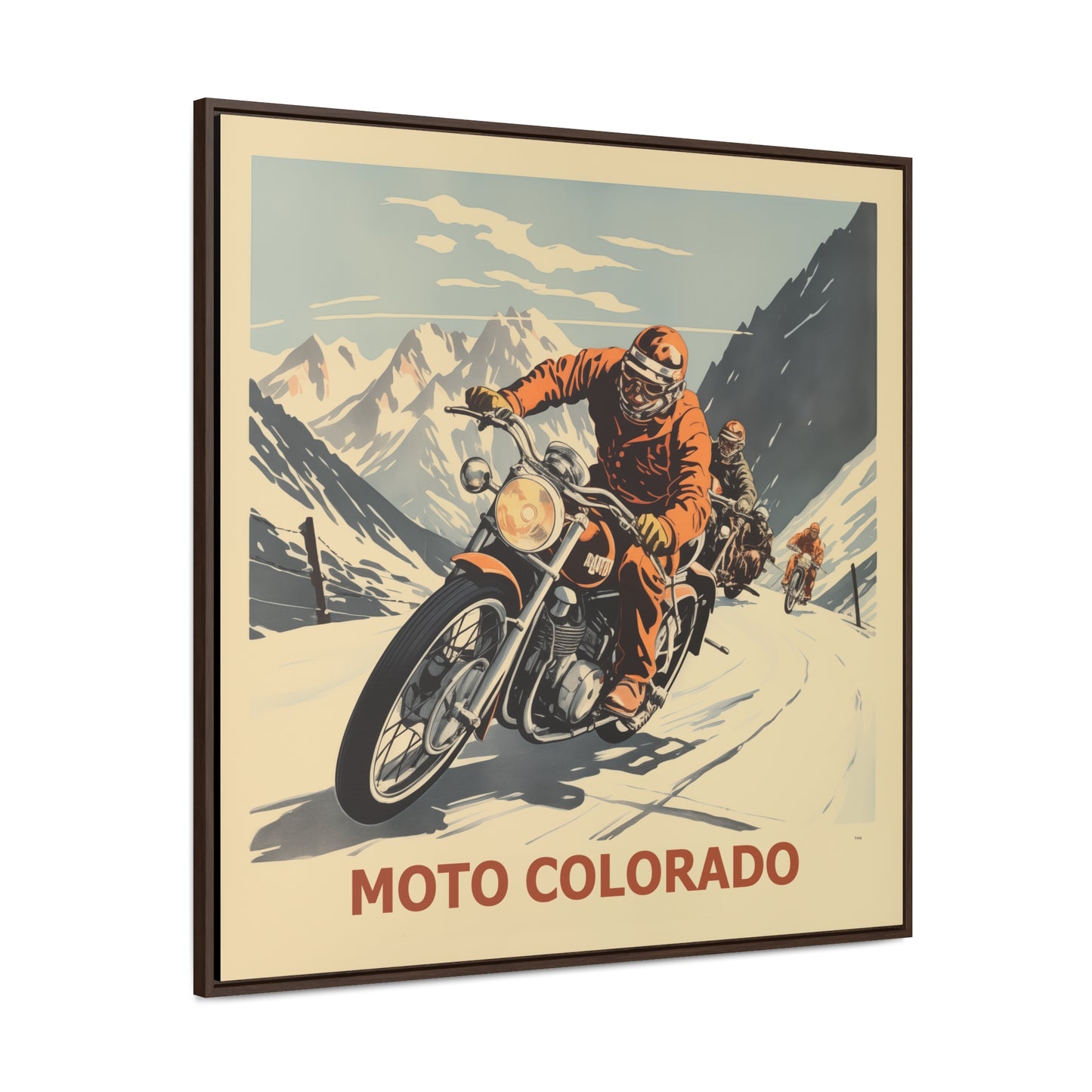 "Experience the thrill of the open road with this vintage Moto Colorado. Perfect for motorcycle enthusiasts and lovers of retro-inspired art! "Gallery Canvas Wraps, Square Frame