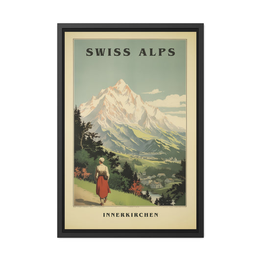 Vintage Swiss Alps Travel Poster - Innerkirchen (Inner Church) Scenic Artwork Framed Posters