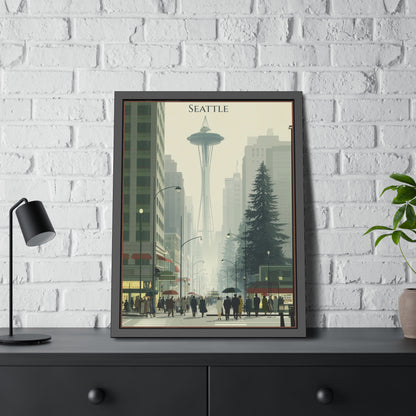 Seattle Vintage Travel Poster — Framed Paper Poster