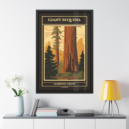 Vintage California Poster - Giant Sequoia Trees of Mariposa Grove, Yosemite National Park Art Framed Posters