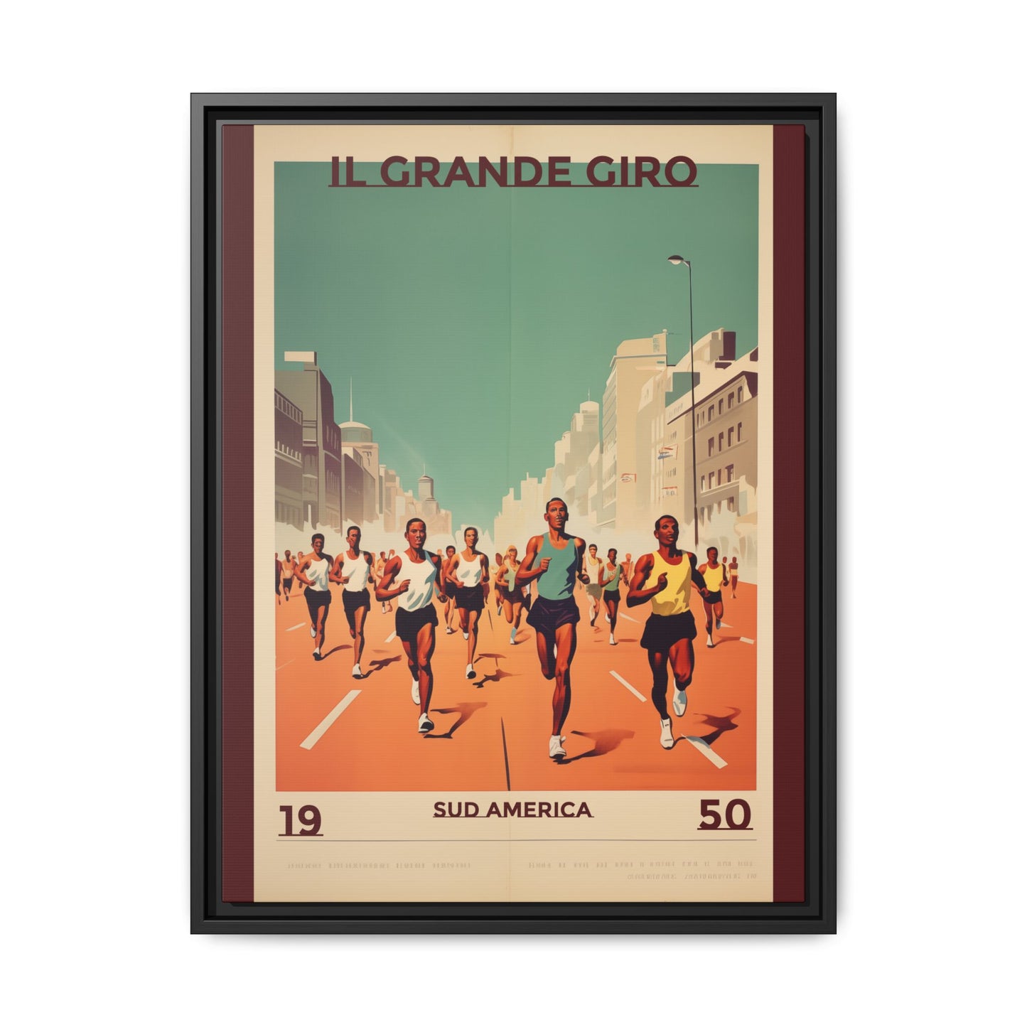 "Il Grande Giro – Vintage South American Marathon Canvas (1950)"Matte Canvas, Black Frame