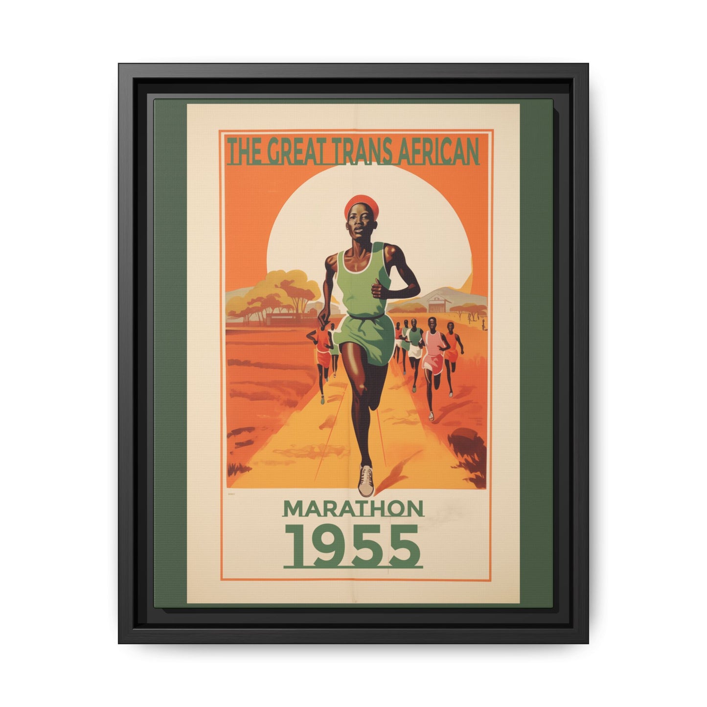 "The Great Trans African Marathon – 1955 Vintage Sports Canvas" Matte Canvas, Black Frame