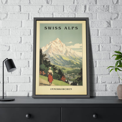 Swiss Alps Vintage Travel Poster Framed Print