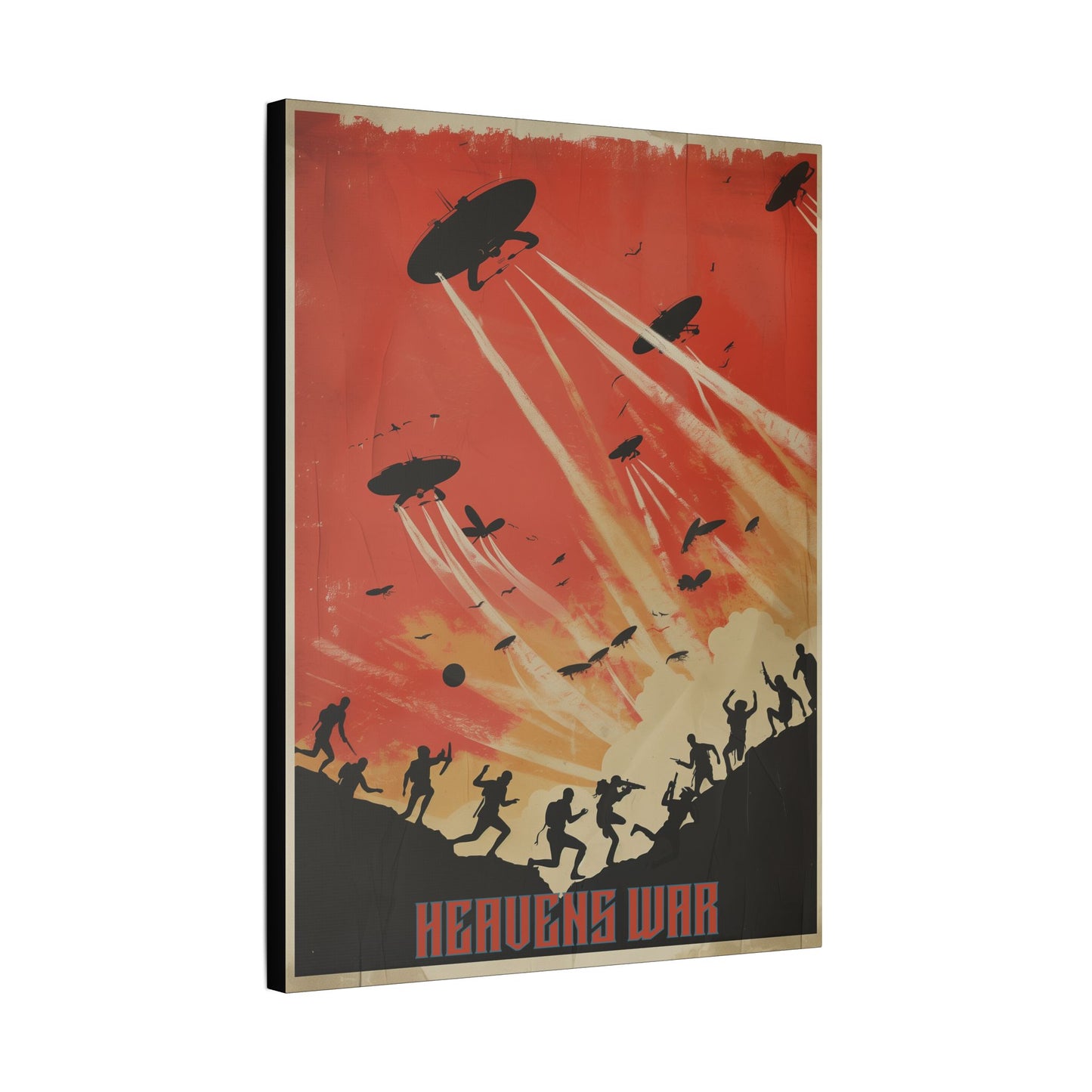 "Vintage Sci-Fi Poster - 'Heavens War: Invasion from Above' Retro Apocalypse Artwork", Classic Stretched Canvas