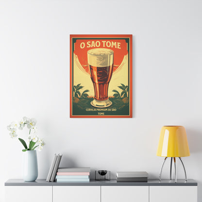 "Vintage São Tomé Beer Poster - Premium Cerveja de São Tomé Frameless Stretched Matte Canvas"