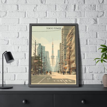 Tokyo Tower Framed Poster — Vintage Cityscape Wall Art