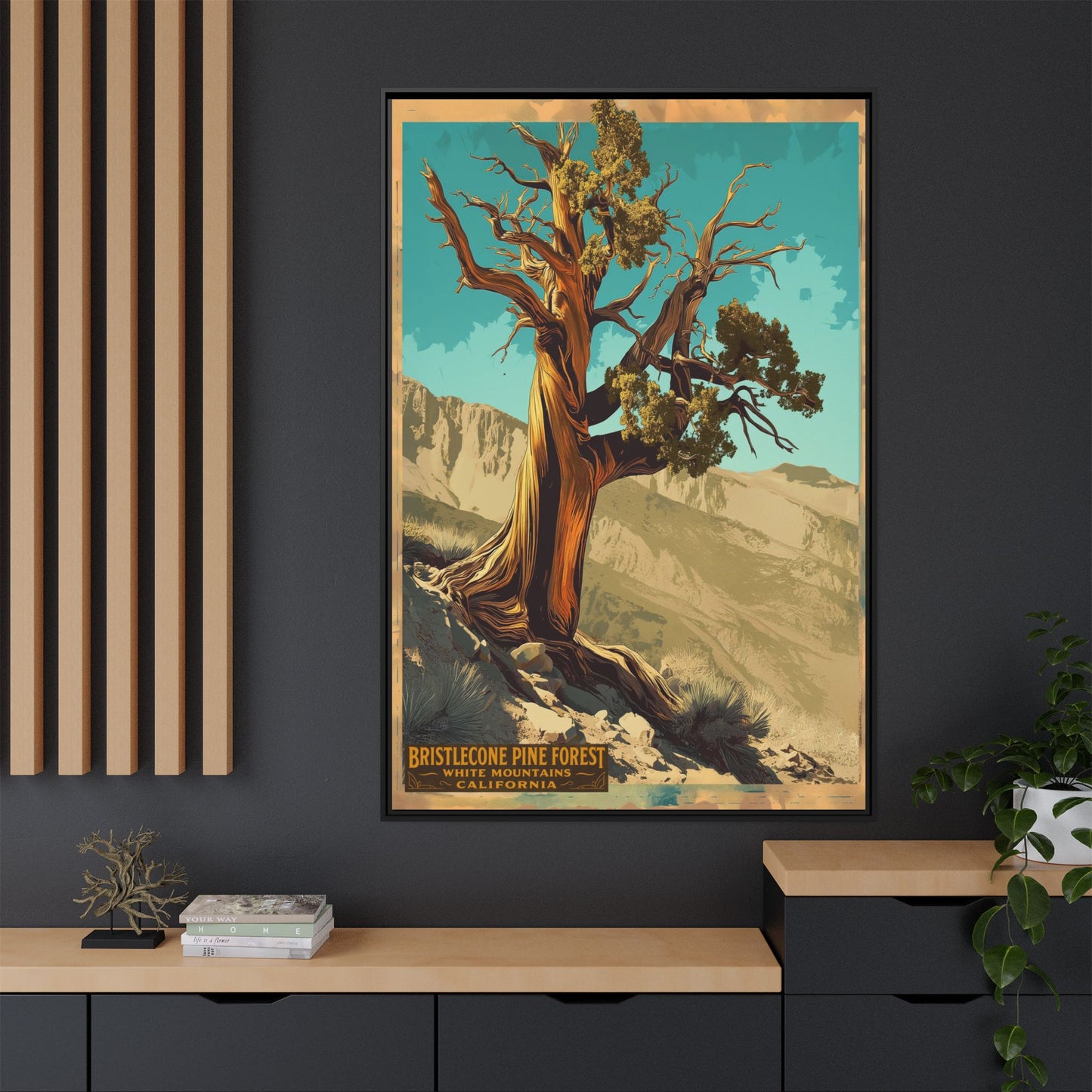 Bristlecone Pine Forest Framed Canvas Print — Vintage National Park Travel Poster