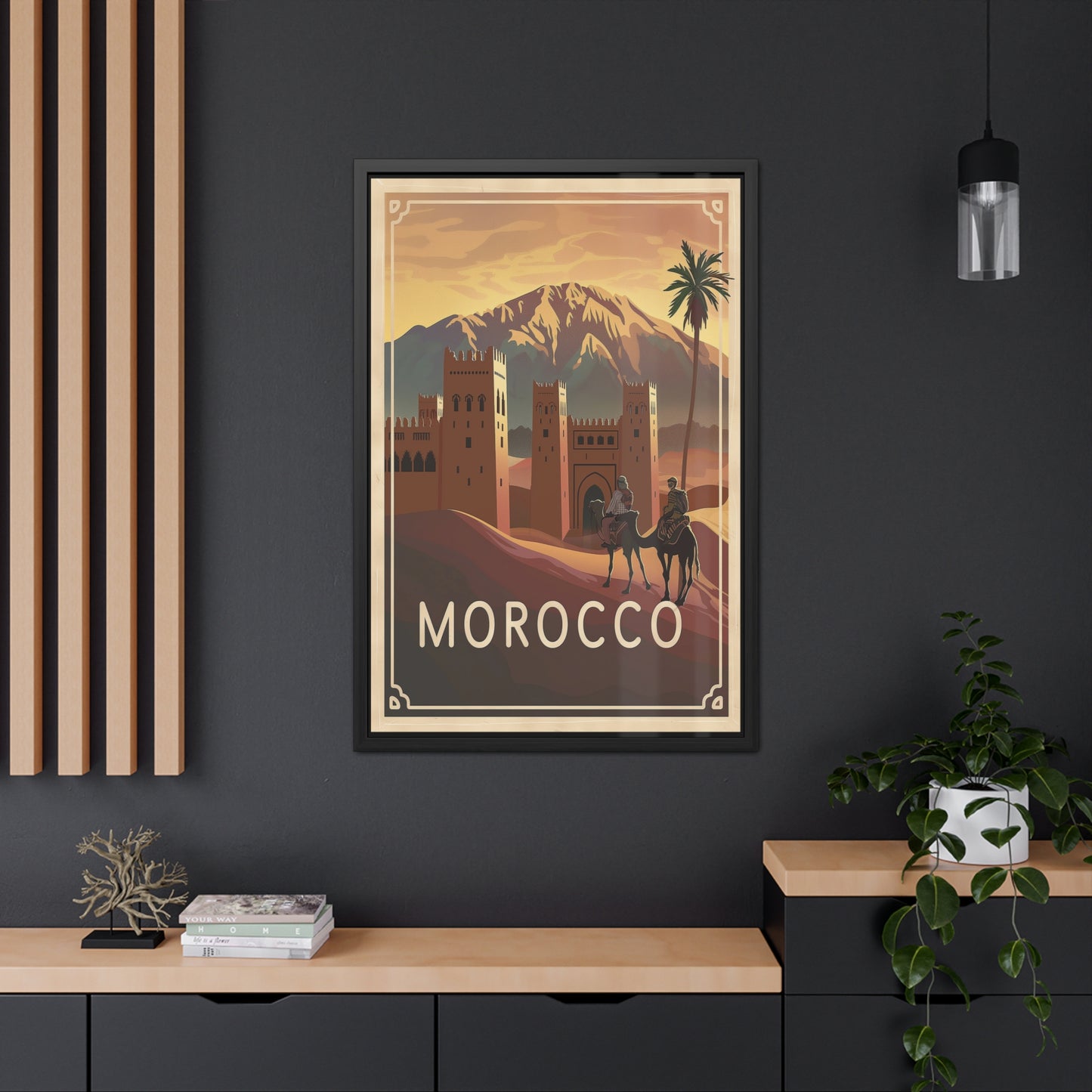Framed Morocco Travel Poster — Vintage Desert Wall Art_M
