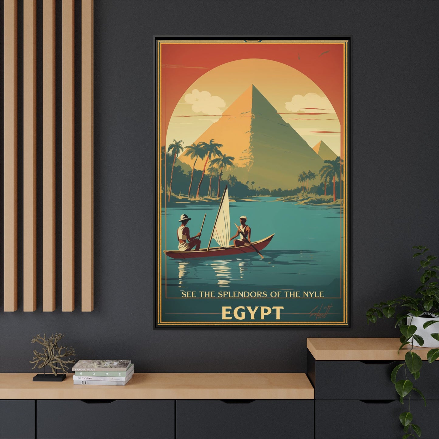 See the Splendors of the Nile — Egypt Vintage Matte Canvas Framed