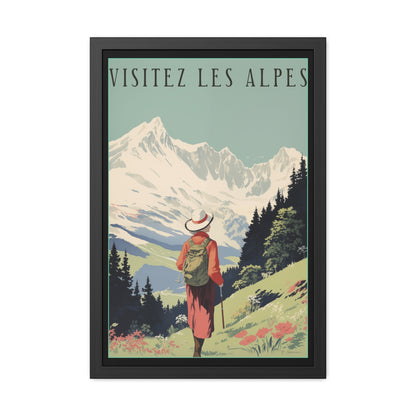Vintage Alps Travel Poster - 'Visitez Les Alpes' (Visit the Alps) Scenic Artwork Framed Posters