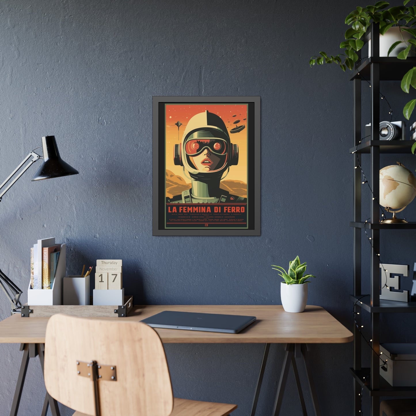 Retro Sci‑Fi Poster — "La Femmina di Ferro" Framed Art Print