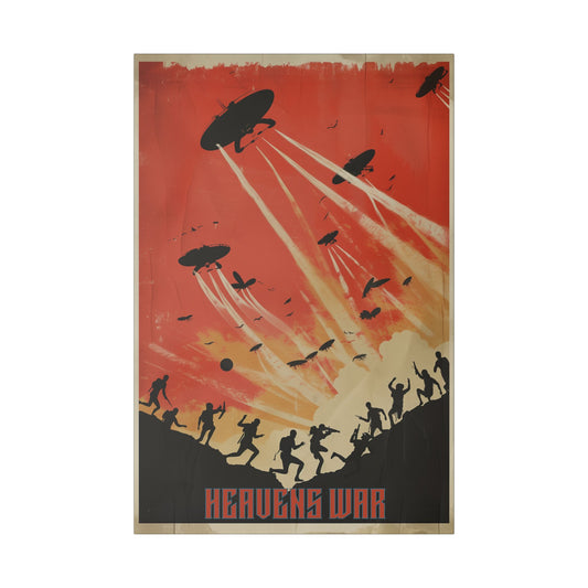 "Vintage Sci-Fi Poster - 'Heavens War: Invasion from Above' Retro Apocalypse Artwork", Classic Stretched Canvas