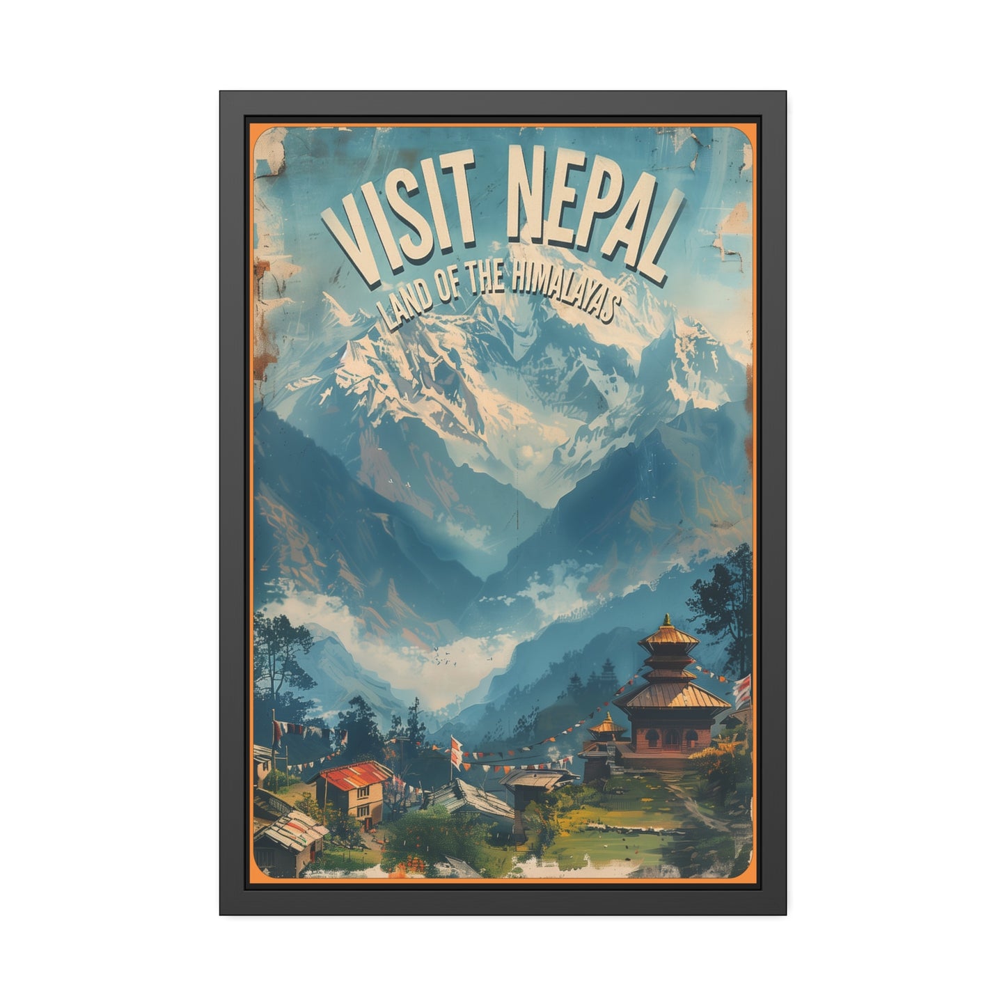 Visit Nepal Vintage Travel Poster — Framed Paper Poster