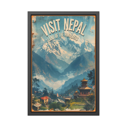 Visit Nepal Vintage Travel Poster — Framed Paper Poster