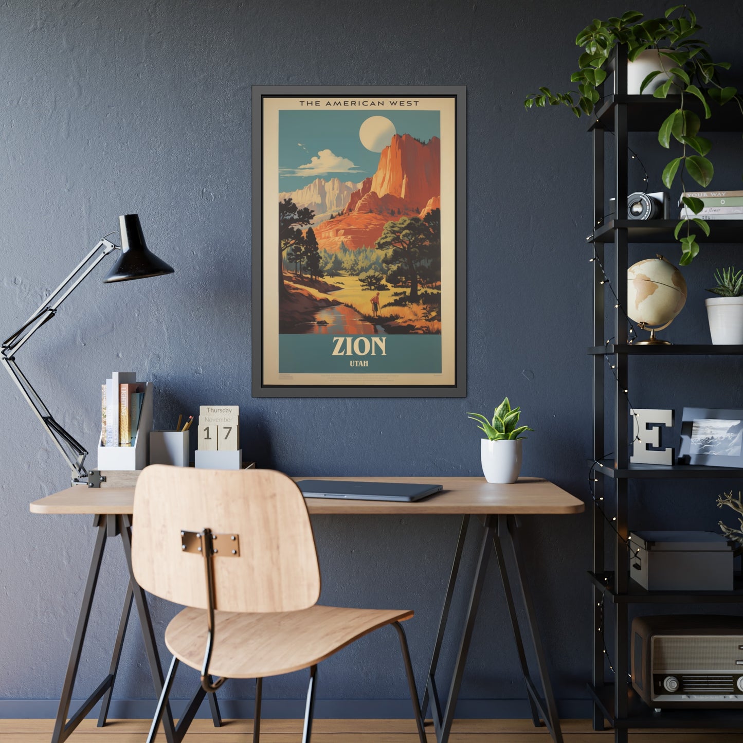 Zion National Park Vintage Travel Poster — Framed Paper Poster