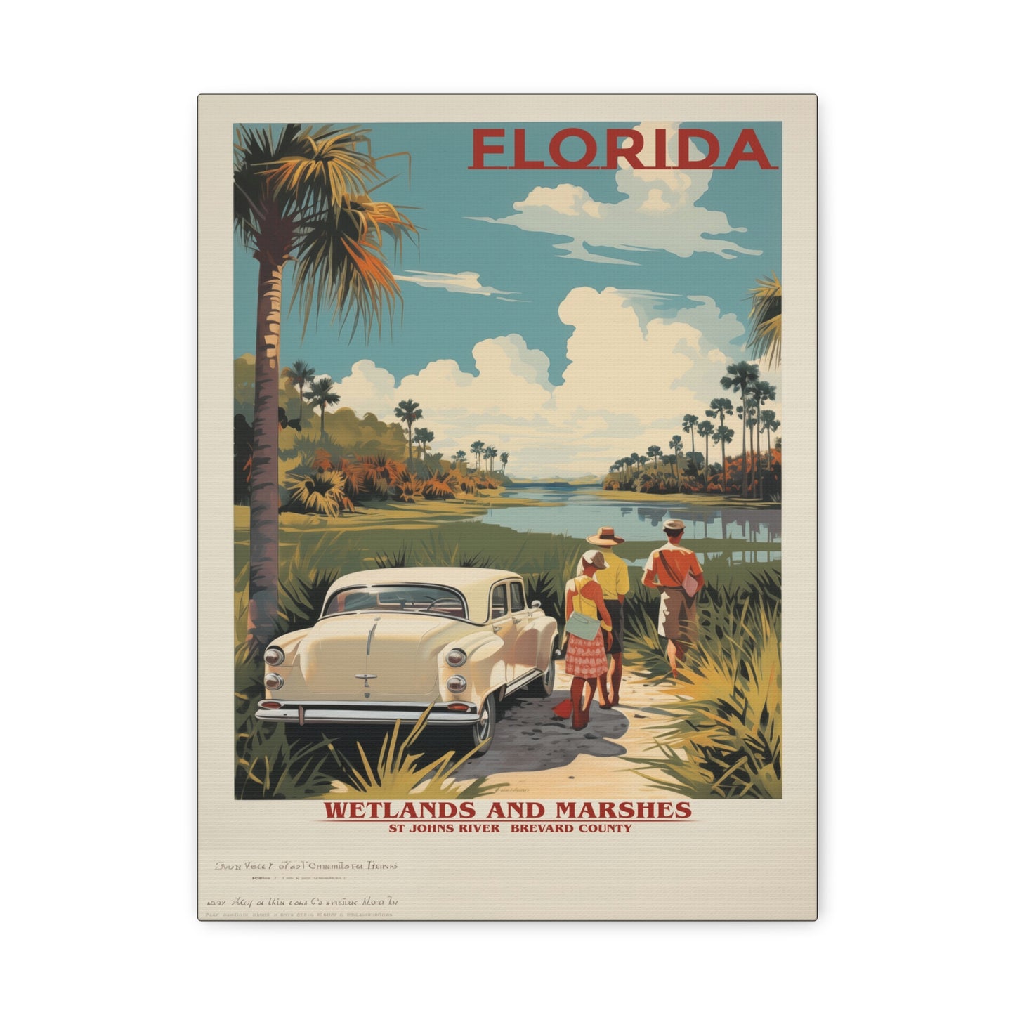 "Vintage Florida Wetlands and Marshes Poster - St. Johns River Matte Stretched Canvas Art" Matte Canvas, Stretched, 1.25"