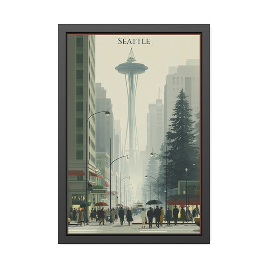 Seattle Vintage Travel Poster — Framed Paper Poster