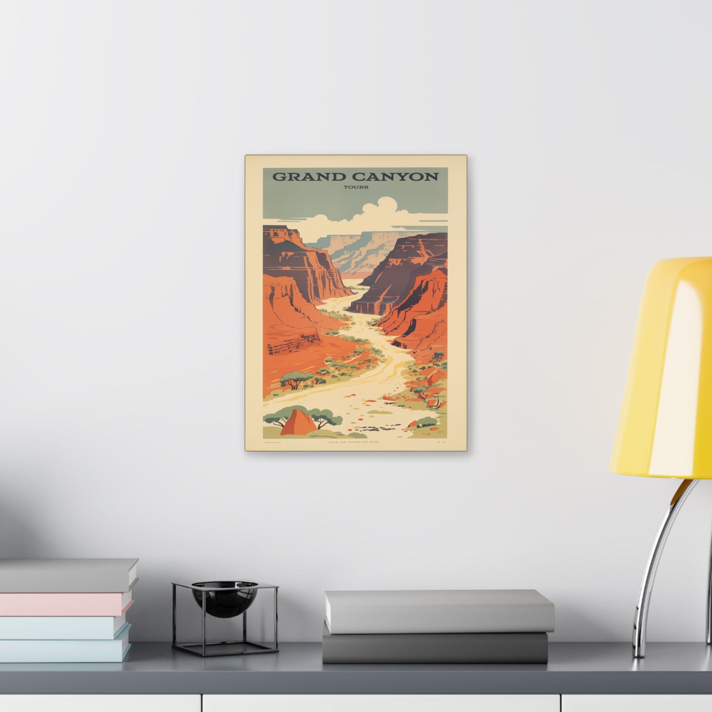 "Vintage Grand Canyon Poster - Scenic Canyon River Tour Retro Travel Art", Classic Stretched Canvas