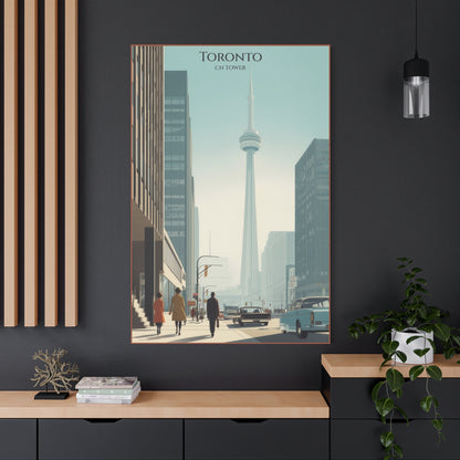 Toronto CN Tower Vintage Cityscape Matte Canvas Print